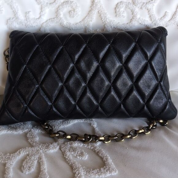 Carla Mancini Black Quilted Leather Demi Bag /Clutch🖤 - Picture 5 of 12